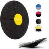 ScSPORTS® Balance Board - Rund, 40/35 cm Durchmesser, mit Griffen, für Fitness, Physiotherapie, Training, Farbwahl - Wackelbrett, Therapiekreisel, Gleichgewichtstrainer (Schwarz-Gelb)