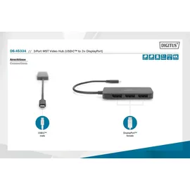 Digitus 3-Port MST Video Hub - 3x DisplayPort)