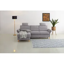 Ecksofa HOME AFFAIRE "Westerland L-Form", silber, B:252cm H:90cm T:162cm, 100% Polyester, Sofas, Federkern-Polsterung, wahlweise mit Bettfunktion, Bettkasten