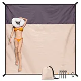 SKYREH Stranddecke Sandfrei super groß 220x200 cm, Picknickdecke Sanddicht Wasserdicht, Leicht Weiches Bequemes Langlebiges Material, breite Streifen, Strandmatte, Strandtuch (Champagner-Gold)