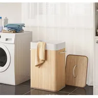 Mondeer Bambus Wäschekorb Wäschebox Wäschesammler mit abnehmbarem Deckel und
