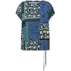 Cecil Print-Shirt CECIL, Damen, Gr. XXL (46), universal blau, Web, 50% Baumwolle, 50% Modal, gemustert, comfort fit normal, U-Boot-Ausschnitt, Bündchen, Shirts, mit U-Boot-Ausschnitt
