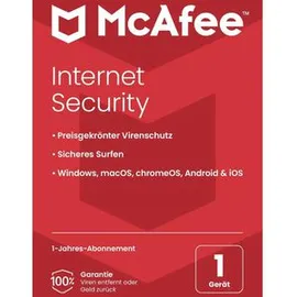 McAfee Internet Security 2025 1 Gerät 1 Jahr DE Win Mac Android iOS