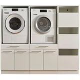 laundreezy Weiß - Waschmaschinen-Überbauschrank TÜV-Zertifiziert mit viel Stauraum - 185 cm