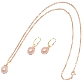 FIRETTI Schmuckset FIRETTI "Multipack Schmuck Geschenk Silber 925 Halskette Ohrstecker Perlschmuck", bunt (gelbgoldfarben, rosé), Schmuck_Sets, Damen, Perlen, Silber 925 (Sterlingsilber), Schmuckset, Made in Germany - mit Naturperlen