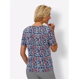 Classic Basics T-Shirt "Kurzarm-Shirt", Damen, Gr. 50, bunt (dunkelblau, flamingo, bedruckt), 100% Baumwolle, geblümt, gemustert, mehrfarbig, Rundhals, Shirts T-Shirt