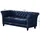 s-style möbel CHESTERFIELD-SOFA 3-Sitzer Fusion Blau Samt