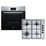 Bosch Backofen-Set Backofen HBF114ESO mit Gaskochfeld PBP6B5B80 - autark, 60cm