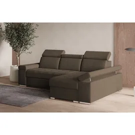 moeblo Eckcouch Stoff mit Schlaffunktion 2-Sitzer Braun