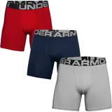 Under Armour Boxershorts Charged Cotton 6in 3 Pack, Herren, ROT|grau S