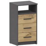 OEM Schubladenkommode 40 x 75 x 35 cm Anthrazit / Wotan Eiche