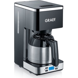 Graef Filterkaffeemaschine FK 512, 1l Kaffeekanne, Korbfilter 1×4, mit Timer und Thermokanne schwarz