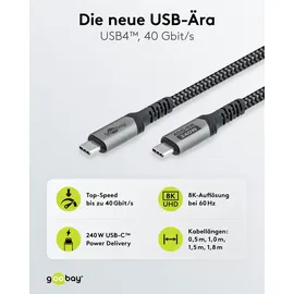goobay USB-C 0,5 m Schwarz/Grau