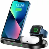 Swissten drahtloses Ladegerät 3in1 Stand für Apple und Samsung schwarz - Schwarz