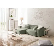 Candy Ecksofa Feincord 3-Sitzer Grün