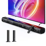 MEVOSTO Soundbar für TV Geräte 2.2 Kanal Abnehmbare 2-in-1-Soundbar mit Integriertem Dualen Subwoofer Höhen & Bässe Einstellbar ARC/Optisch/AUX/BT 5.0 Heimkino Soundsystem Wandmontage-80cm