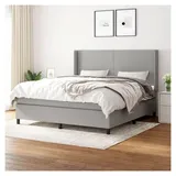 Lattenrost mit Matratze, hellgrau, 180 x 200 cm, Stoff, Plattformbett, mit Lattenhalter, einfache Montage für Schlafzimmer, Erwachsene