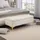 Homcom Sitzbank mit Stauraum, Polsterbank mit Samtoptik, Metallbeine, Bettbank für Wohnzimmer, Schlafzimmer, Flur, 120 x 44 x 44,5 cm, Beige