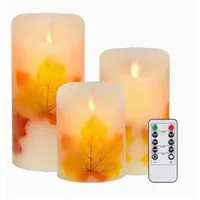 Set Mit 3 Warmweißen, Flammenlosen Led-ahornblattkerzen Mit Fernbedienung Und Timer Für Hochzeitsdekoration