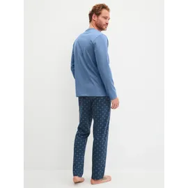 CALIDA Schlafanzug Relax Imprint 2 Blau M (50)