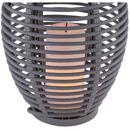 GLOBO LED Rattan Solarlaterne 35 cm grau