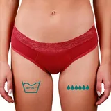 Taynie Queen Ultra stark Periodenunterwäsche - auslaufsichere Periodenwäsche - Menstruationsunterwäsche - ersetzt 6 Tampons, Periodenslip Tragedauer bis 12 Std., waschbar bis 60°C (34, Rot) - 34