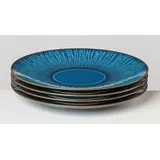 Gipfelstück Dessertteller "Eisfall" Speiseteller Gr. 21cm, blau Scandi-Style, glänzende Reaktivglasur, jedes Stück ein Unikat