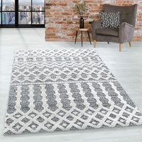 HomebyHome Teppich Wohnzimmer Hochflor Shaggy Teppich 3D Ethno Design 140x200 cm Teppich Grau - Teppich für Schlafzimmer Esszimmer Küche Boho Teppich 20 mm Florhöhe Extra Weich Flauschig Pflegeleicht