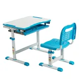 Costway Kinderschreibtisch, mit Stuhl, neigbare Tischplatte, höhenverstellbar blau 52 cm - 77 cm