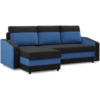 Mebligo - Ecksofa mit Schlaffunktion und Bettkasten Orion, Eckcouch Universelle Seite, Sofa L Form (BxTxH) 231 x 140 x 85 cm, Couch Wohnzimmer, Ecke Sofa, Schwarz + Dunkelblau (Mikro 15 + Mikro 36)