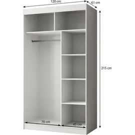 beautysofa Schiebtürenschrank PACO 120 cm Farbe: Eiche Craft golden