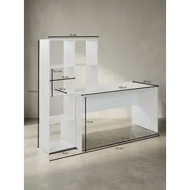KADIMA DESIGN Großer Schreibtisch mit Regal, Puristisches Design,