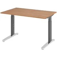 Bümö Schreibtisch Nussbaum, Graphit, Nachbildung,Nussbaum, Rechteckig, 120x74x80 cm, FSC