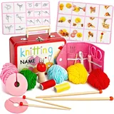 alles-meine.de GmbH gefüllter Spielzeugkoffer Modellwahl Kinder - erstes Näh & Strickset - Bastelset - inkl. Name - Nähkoffer/Nähkorb mit Zubehör - Nähset Stricken Lernen &..