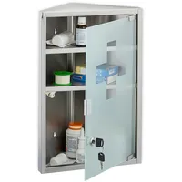 Relaxdays Medizinschrank, 3 Fächer, HxBxT: 45x30x17,5 cm, abschließbar, Edelstahl,