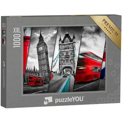 puzzleYOU Puzzle Puzzle 1000 Teile XXL „Collage berühmter Londoner Sehenswürdigkeiten“, 1000 Puzzleteile, puzzleYOU-Kollektionen London