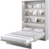 MEBLINI Schrankbett Bed Concept - Wandbett mit Lattenrost - Klappbett mit Schrank - Wandklappbett - Murphy Bed - Bettschrank - BC-01 - 140x200cm Ve... - Grau