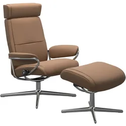 Stressless Sessel | Paris Cross Base Batick Latte Poliertes Aluminium Verstellbare Kopfstütze