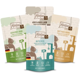 MjAMjAM - Premium Nassfutter für Katzen - Probierpaket Purer Fleischgenuss 1 125g, 12er Pack (12 x 125g), naturbelassen mit extra viel Fleisch