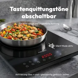 Medion IC10S Induktionskochplatte, 1 Platte Induktionskochfeld, extra flach, 2100 Watt, 1 Kochplatte, 8 Automatikprogramme und DIY, LED Display, Touchbedienung, Kristallglas-Oberfläche
