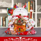 LuminescentDream Winkekatze,Winkende Japanische Glückskatze,Glückskatzen,kunstvoll dekoriertes Porzellan,Feng Shui Glückskatze,bedeutet Geschäft boomend,Glücksbringer für Reichtum,Erfolg 11 Inch