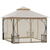 Outsunny Gartenpavillon 3 x 2,75 m Beige/Schwarz