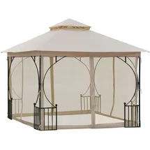 Outsunny Gartenpavillon 3 x 2,75 m Beige/Schwarz