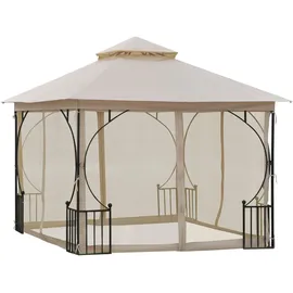 Outsunny Gartenpavillon 3 x 2,75 m Beige/Schwarz