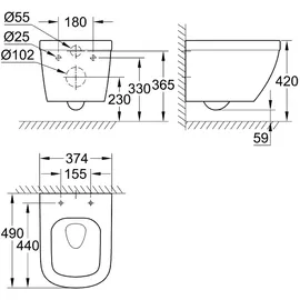 Grohe Euro Keramik Wand-Tiefspül-WC (39206000)