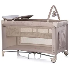 Chipolino Reisebett, Luna 2 Ebenen Wickelauflage klappbar Spielbogen Faltmatratze beige Kunststoff, 60x120 cm, Babymöbel, Babybetten, Reisebetten