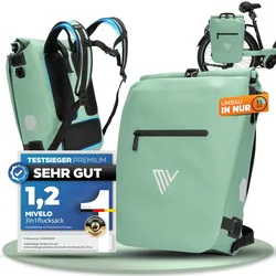 Fahrradtasche & Rucksack kombiniert - In wenigen Sekunden umgewandelt "VERSO" - Mint - 3 in 1 Fahrradtaschen,Bestseller,oft gekauft