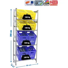 Simonrack Getränkekistenregal 80 x 30 x 200 cm Grau