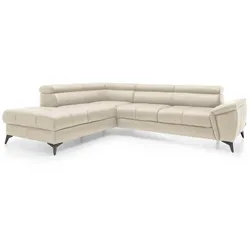 Ecksofa Mocca Leder Beige