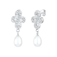 Elli PREMIUM Perlen Infinity Kreuz Kristalle Silber Ohrringe Damen